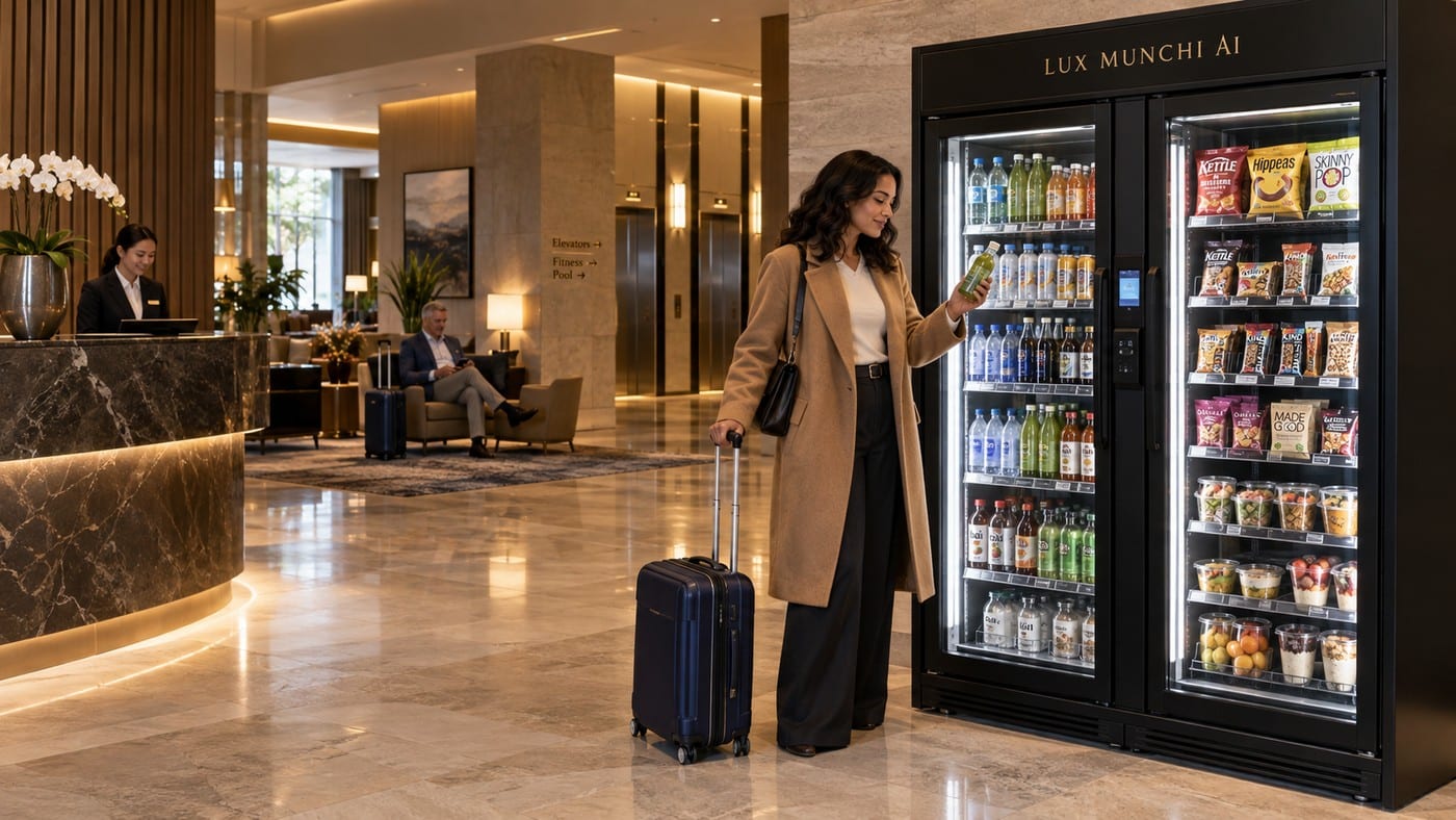 Traveler at a hotel smart market