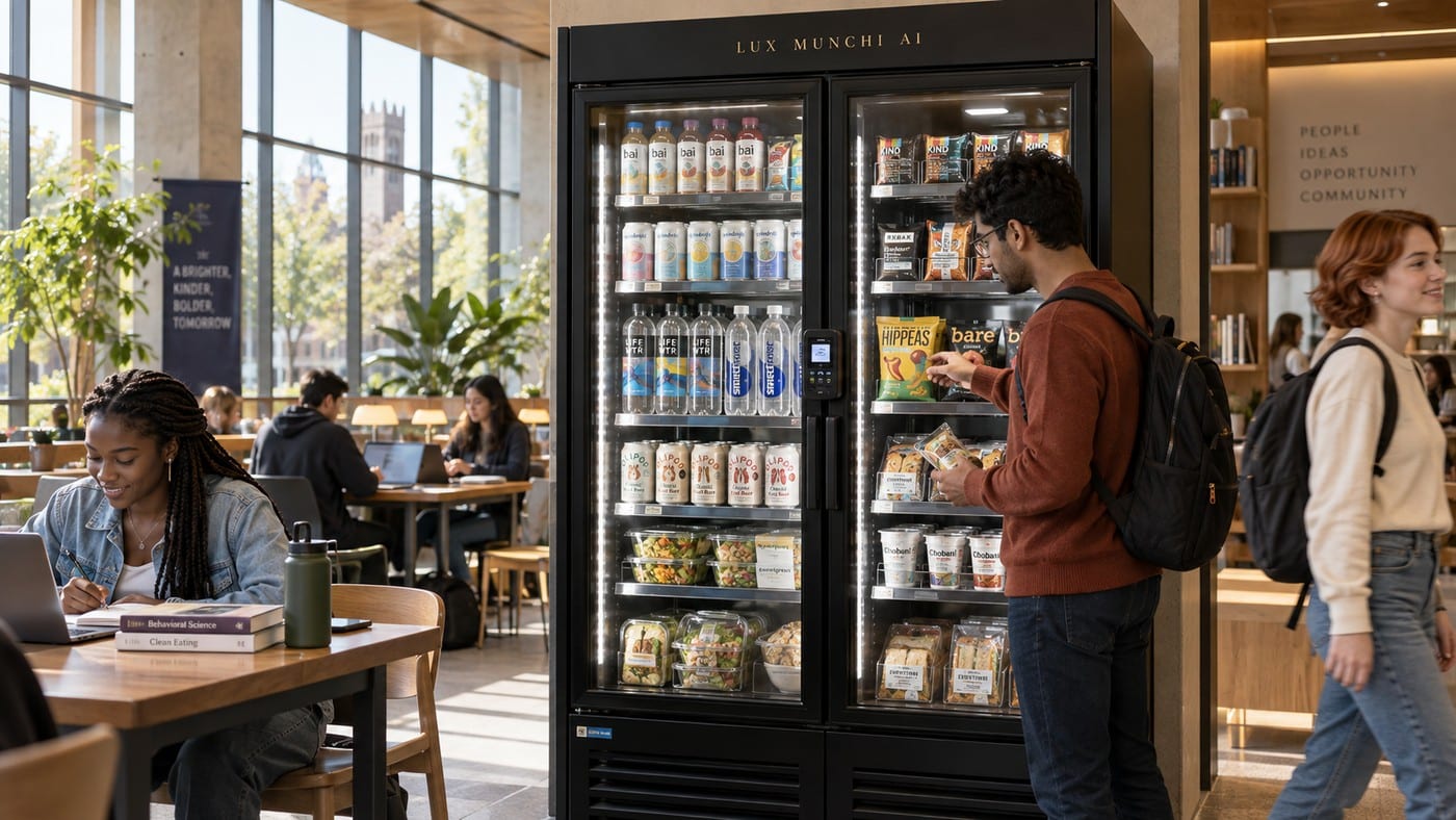 University students at a smart market